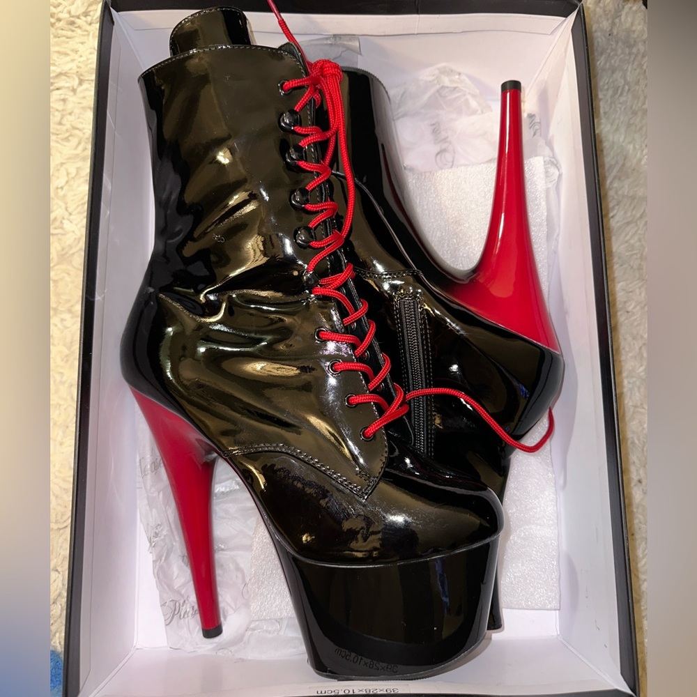 Pleasers black and red platform boots